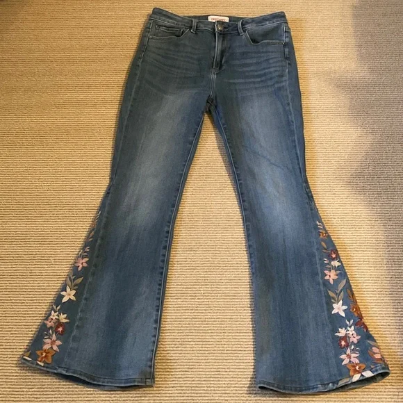 DRIFTWOOD Blue Jeans with Floral Embroidery size 29 - Picture 3 of 8